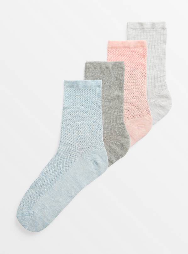 Pastel Textured Socks 4 Pack 4-8